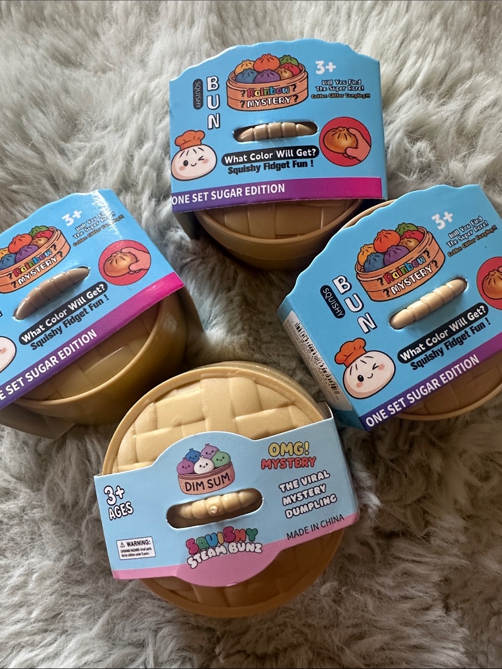 Squishy Steambun Mystery Toy - Beige Bun (Set) of 4 mini